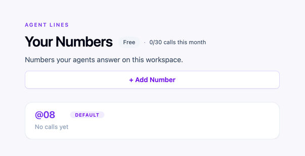 ForAgent: Your numbers, with agent number @08.